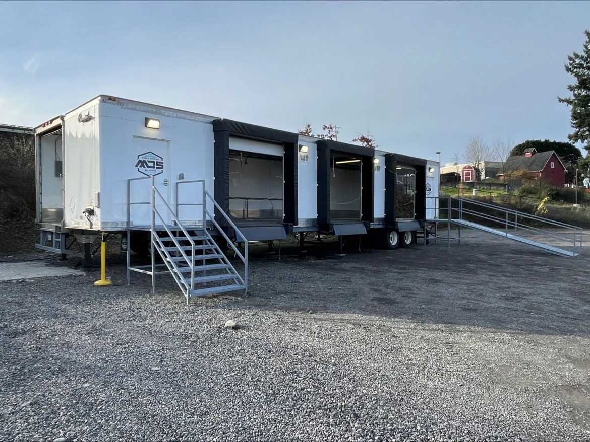Legacy four-door mobile dock positioned in a working yard