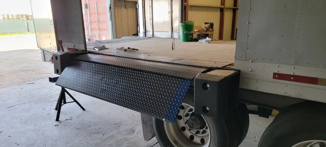 Dock leveler installation on the Pitt Ohio platform