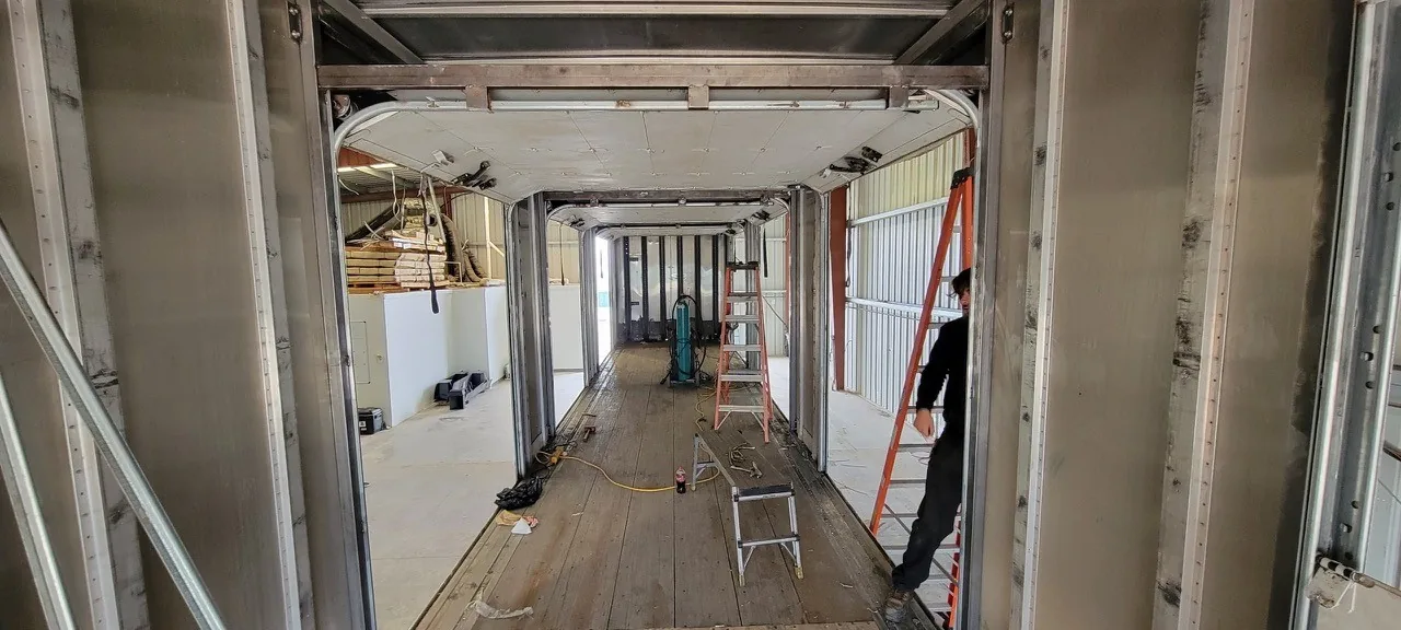 Interior conversion work for the Pitt Ohio trailer
